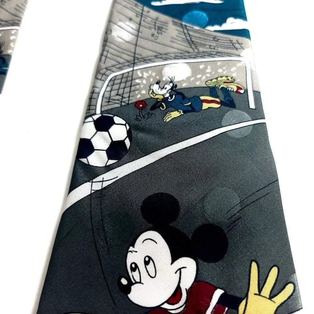 Disney Mickey Unlimited Soccer Green Jacquard Print Polyester Short Wide‎ Tie